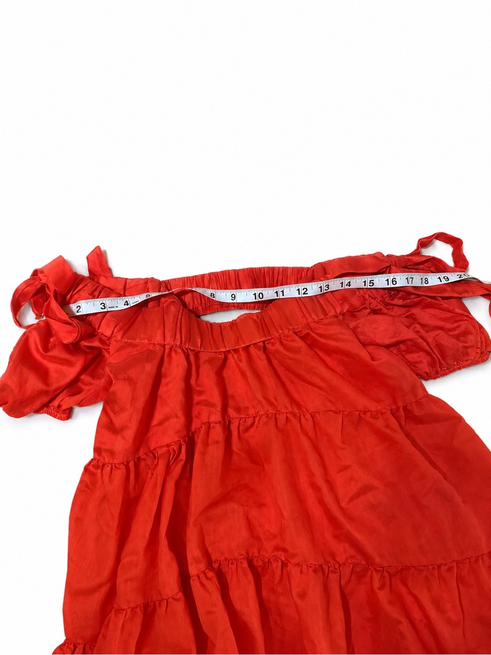 Anthropologie Orange Tiered High-Low Tie-Shoulder Dress - Picture 4 of 7